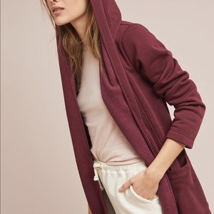 Anthropologie French Terry Jacket Hoodie Wine XS